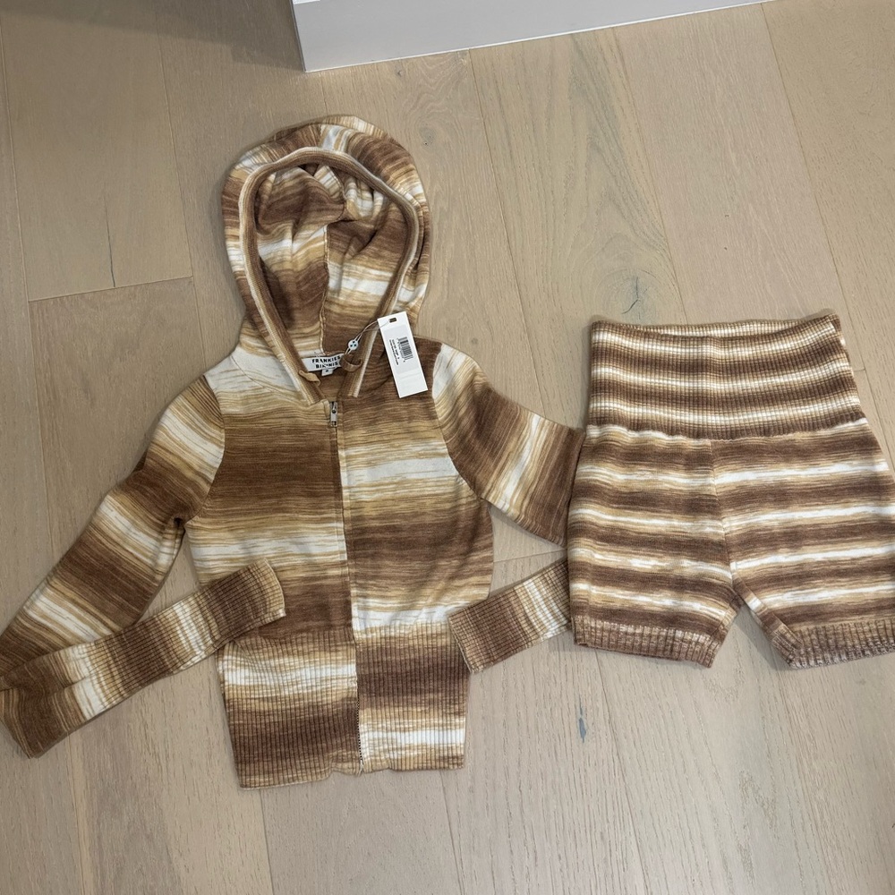 Frankie's Bikinis Tan and Cream Hoodie Set - Picture 3 of 7